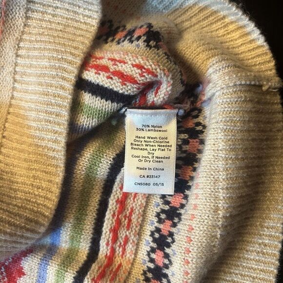 Talbots Sweater Striped Red Green Blue Yellow White Lambswool Sz Medium - Picture 8 of 9